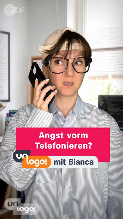Bianca telefoniert - darüber Schrift "Angst vorm Telefonieren mit Bianca"