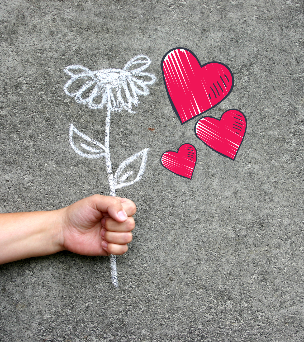 Valentinstag - Hand hält Blumen 