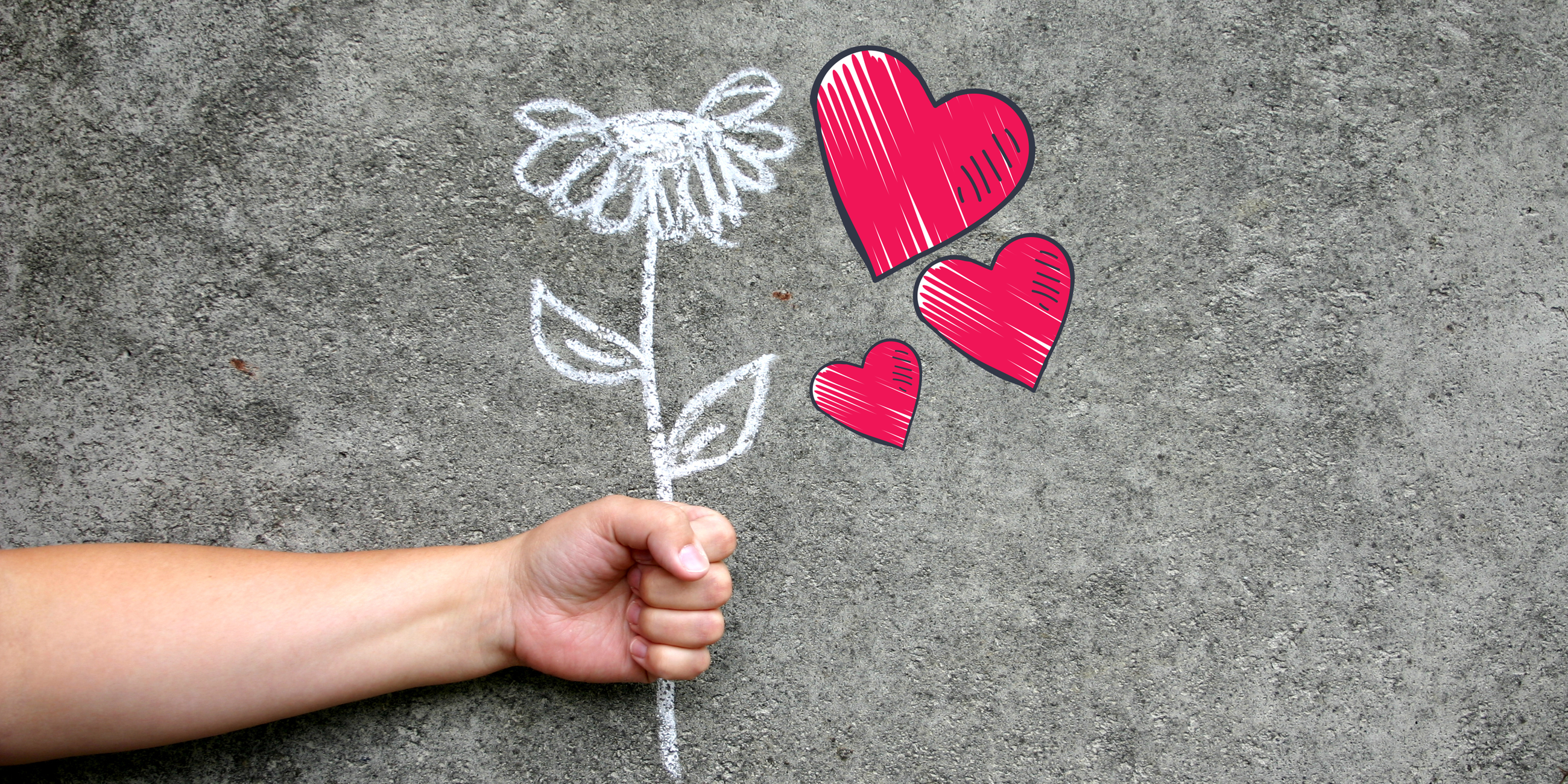 Valentinstag - Hand hält Blumen 
