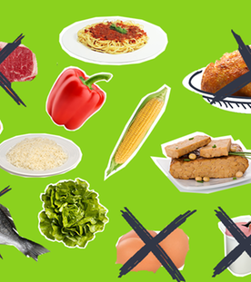 Durchgestrichene nicht-vegane lebensmittel, Vegane Lebensmittel