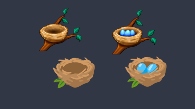 Vogelnester als Emoji mit und ohne Eier