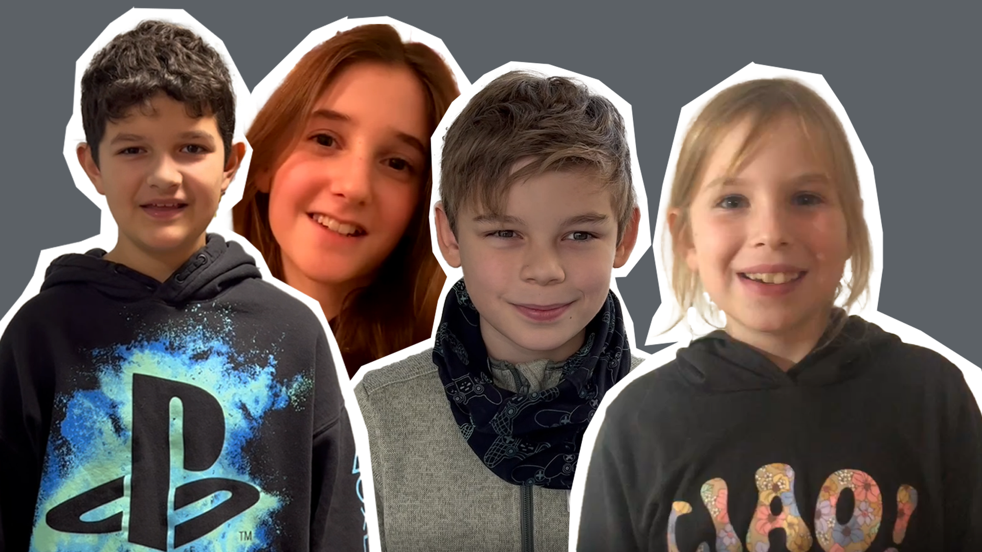 Vier lachende Kinder
