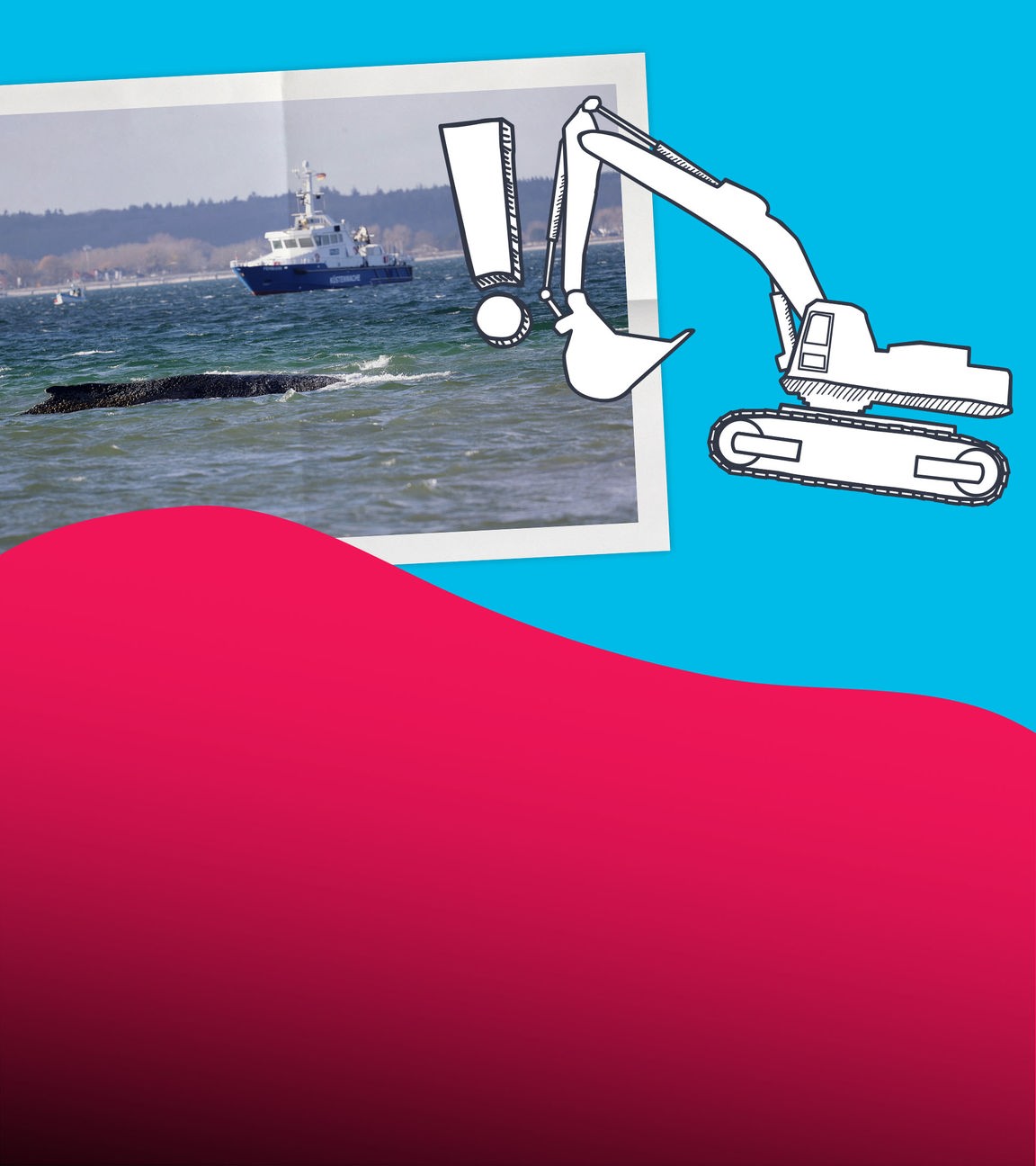 Wal der im Wasser lieg; Bagger-Zeichnung