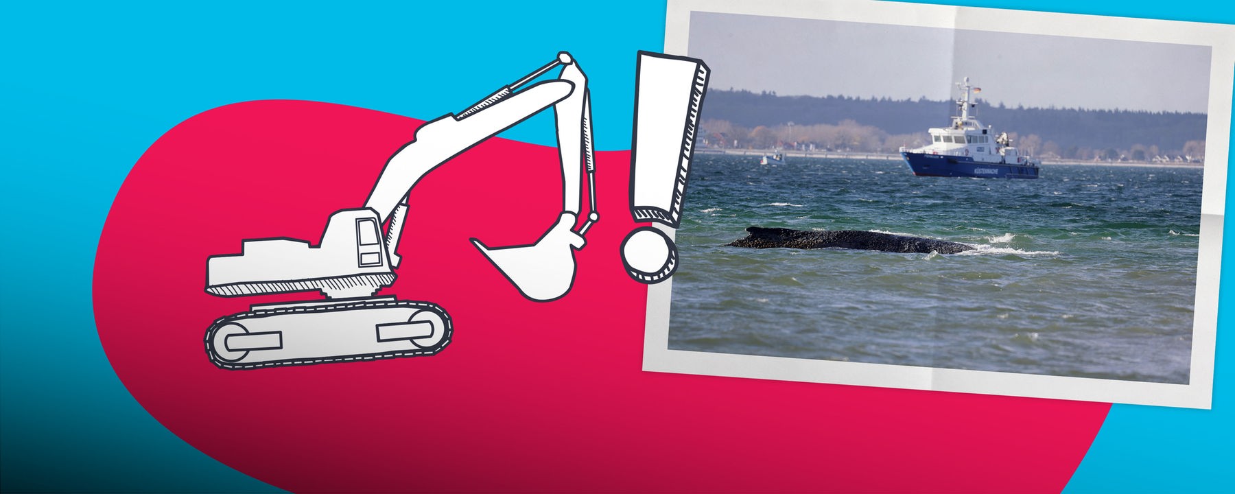 Wal der im Wasser lieg; Bagger-Zeichnung