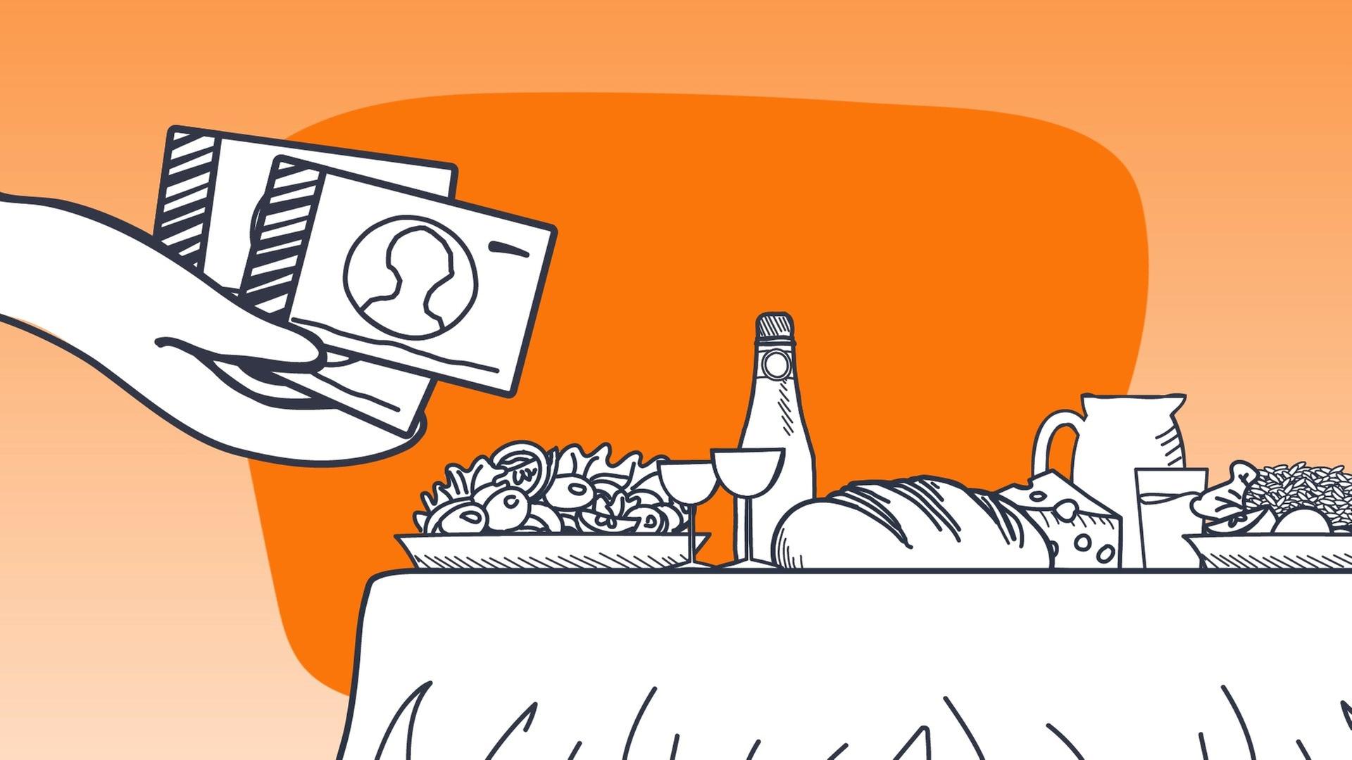 Gedeckter Tisch und Geld 