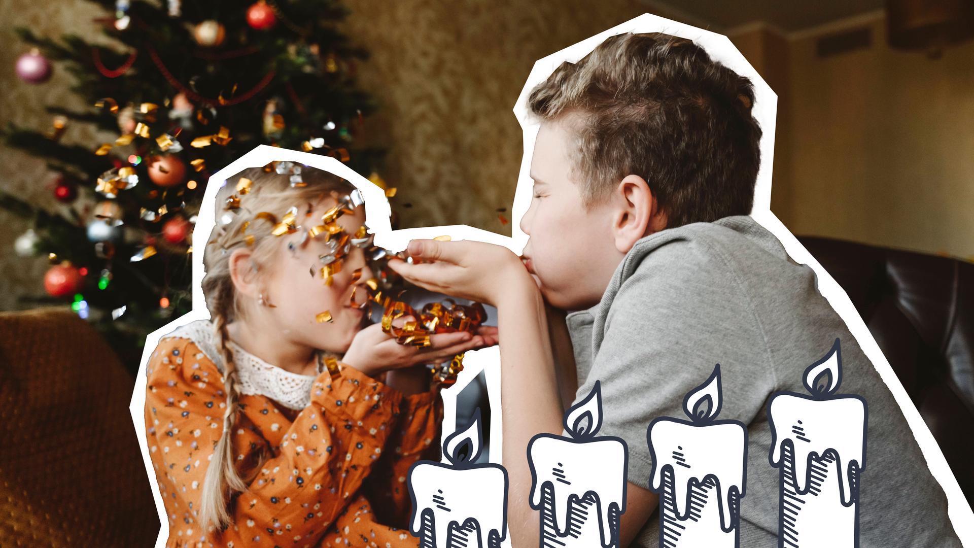 Kinder freuen sich über Weihnachten