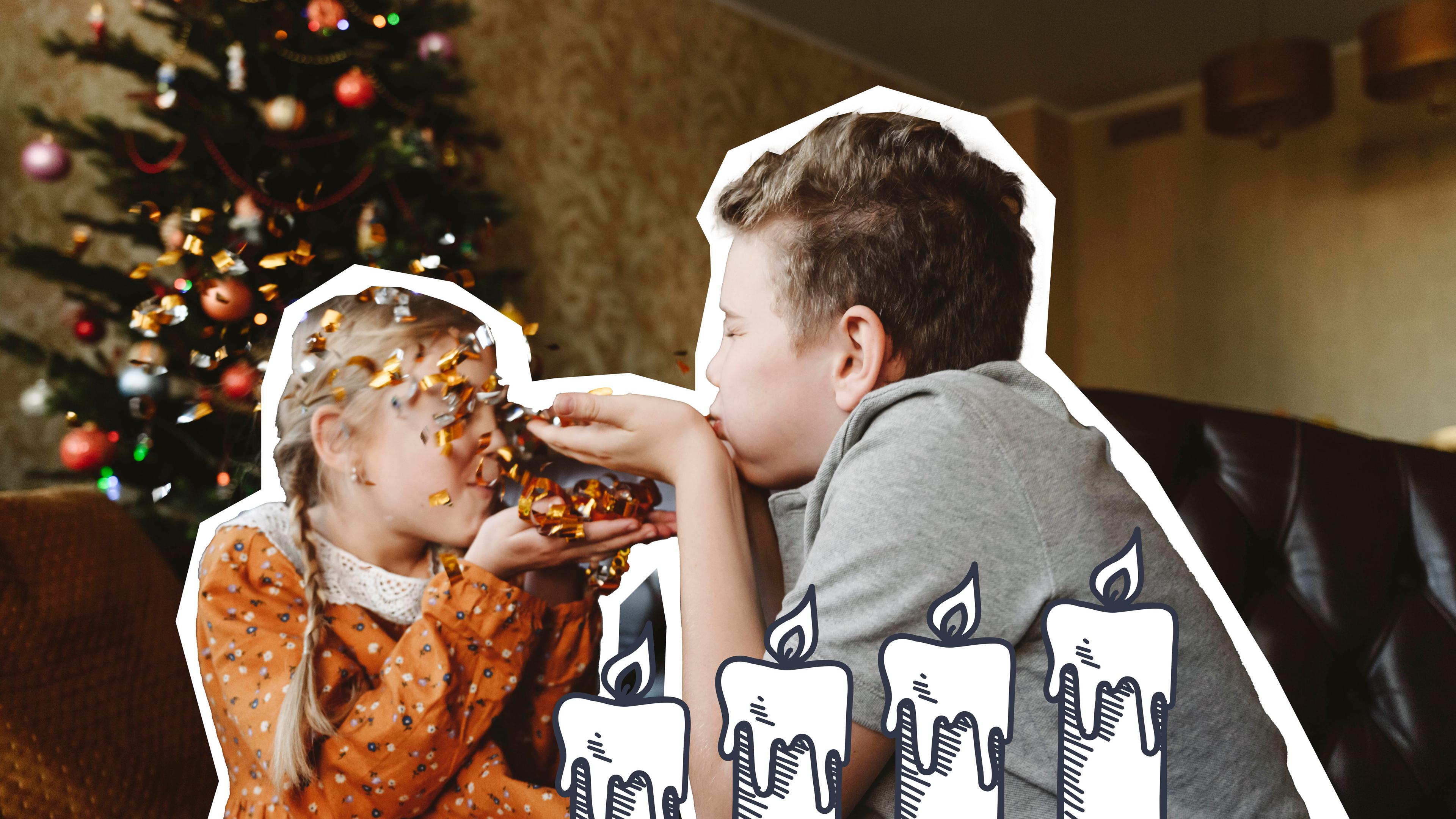 Kinder freuen sich über Weihnachten