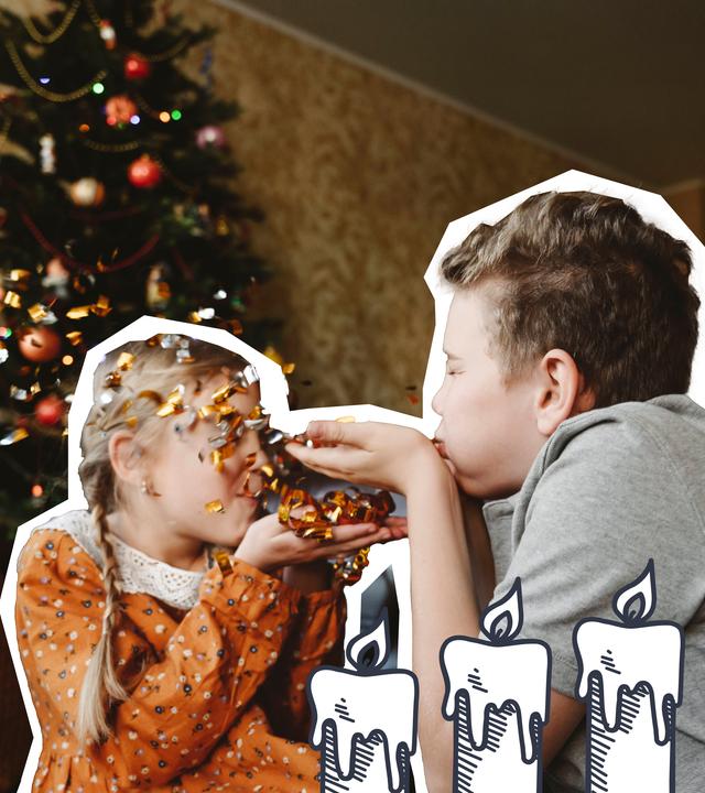 Kinder freuen sich über Weihnachten