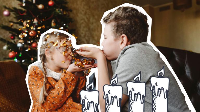 Kinder freuen sich über Weihnachten