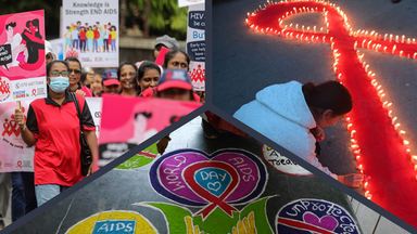 Demos und Zeichen gegen Aids