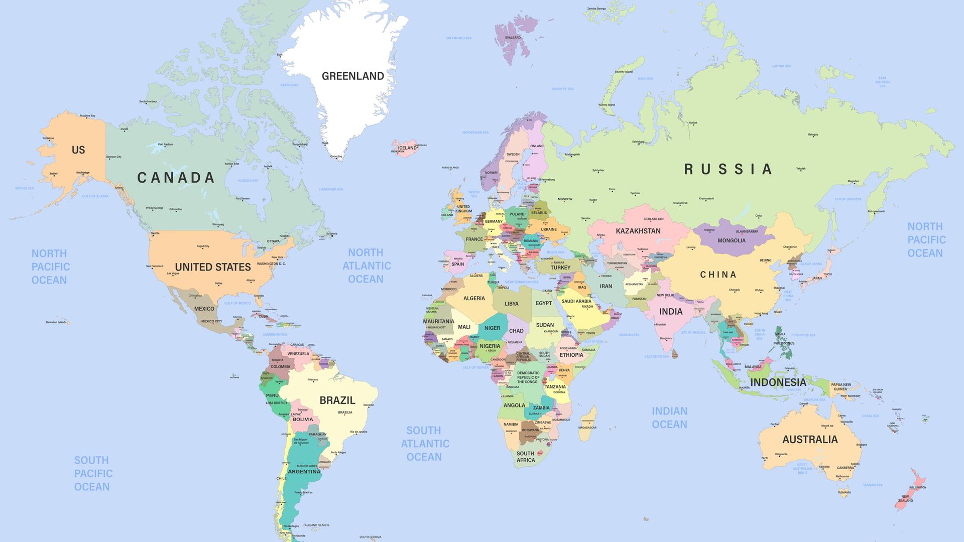 Eine bunte Weltkarte von 2020 