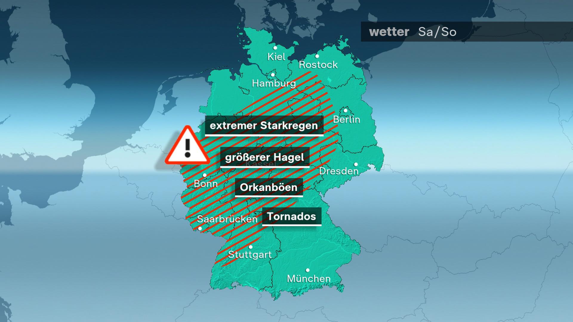 Wetterkarte für Samstag 29.06.2024 auf Sonntag  30.06.2024 Unwetter