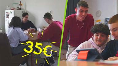 Ein WG-Zimmer und ein Nachhilfeunterricht und eine Grafik mit 35 Euro.
