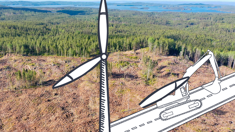 Windanlage, Straße, Bagger