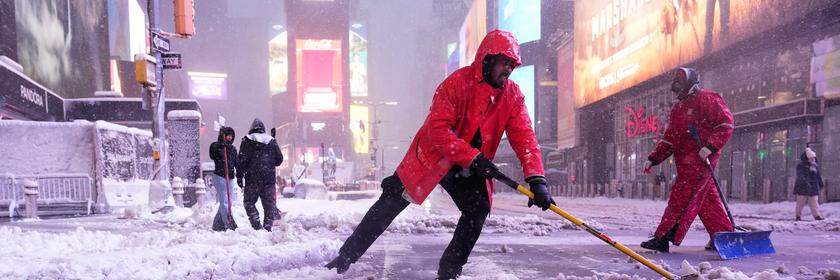 Winterchaos in New York auf dem Times Square