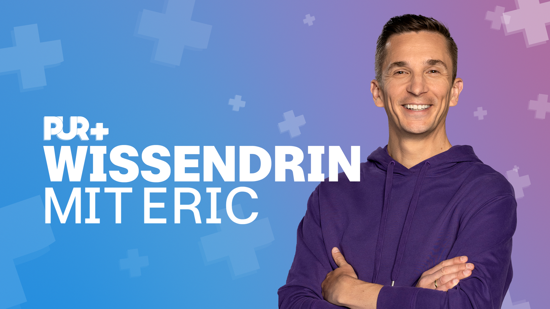 Eric Mayer und der Schriftzug seines Podcasts Wissendrin mit Eric