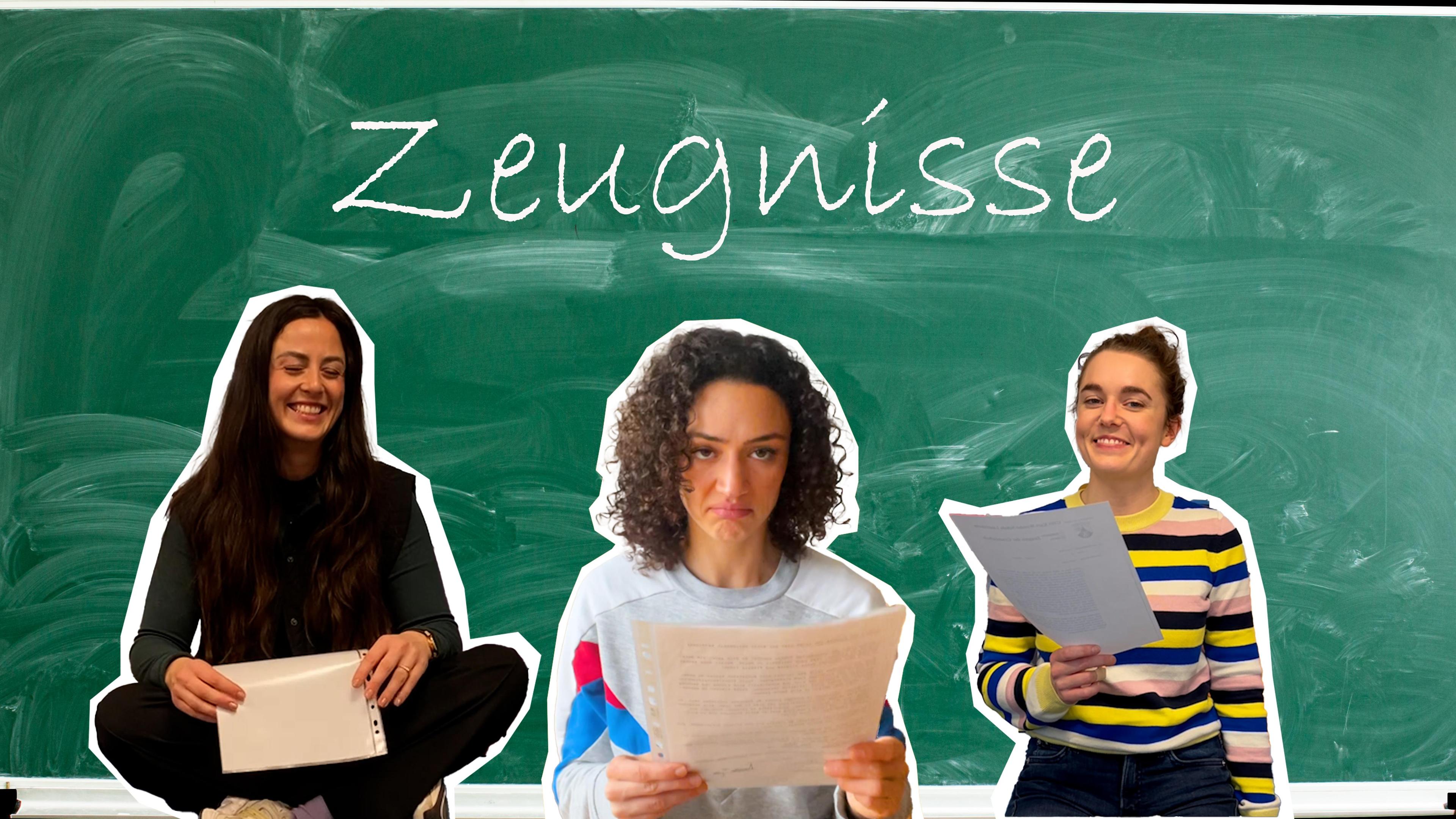 Teresa, Maral und Lotte mit ihren Zeugnissen in der Hand