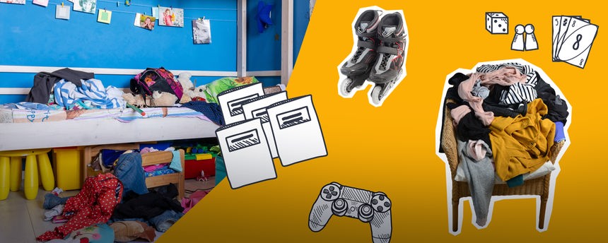 Unordentliches Zimmer, viele Spielsachen 