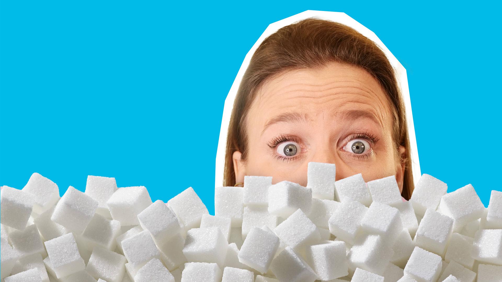 Grafik: Moderatorin Linda hinter Zuckerstückenchenberg